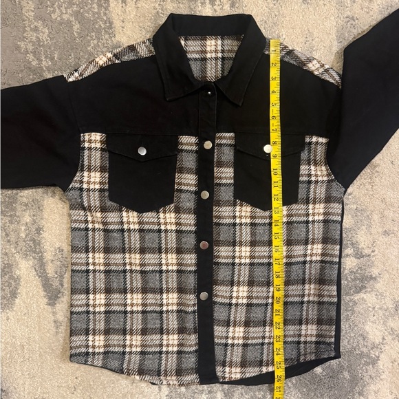 Source Unknown Black and White Plaid Jean Jacket - Picture 5 of 5